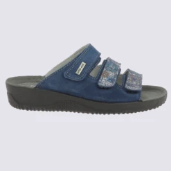 Mules Rohde, Mules Ă Bride Velcro Femme Bleu Jeans