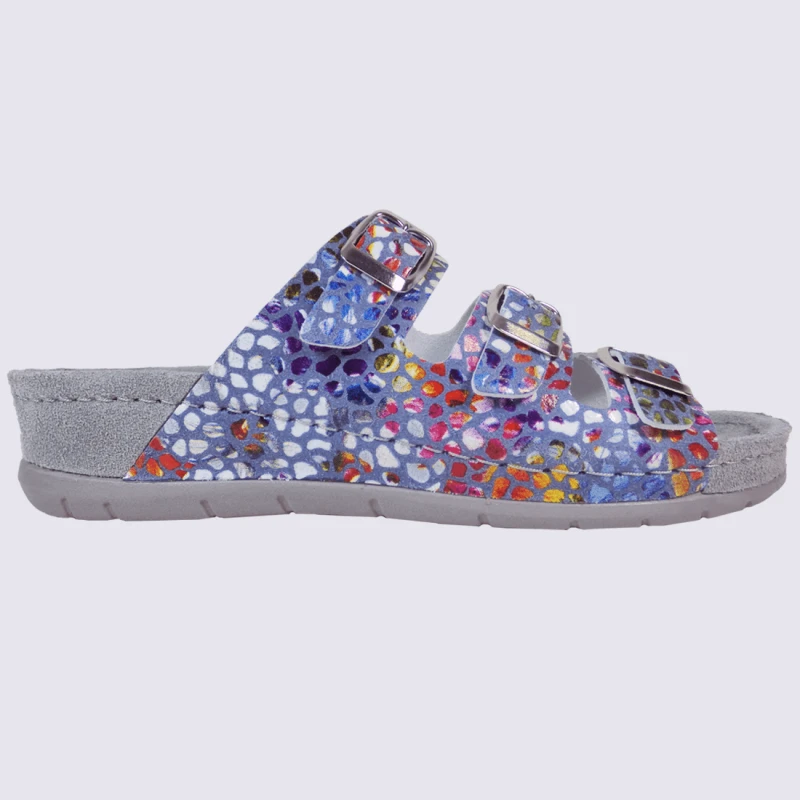 Mules Rohde, Mules à Brides Femme Imprimé Jeans Multicolore