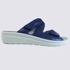 Mules Rohde, Mules à Brides Femme Imprimé Métallisé Bleu Marine