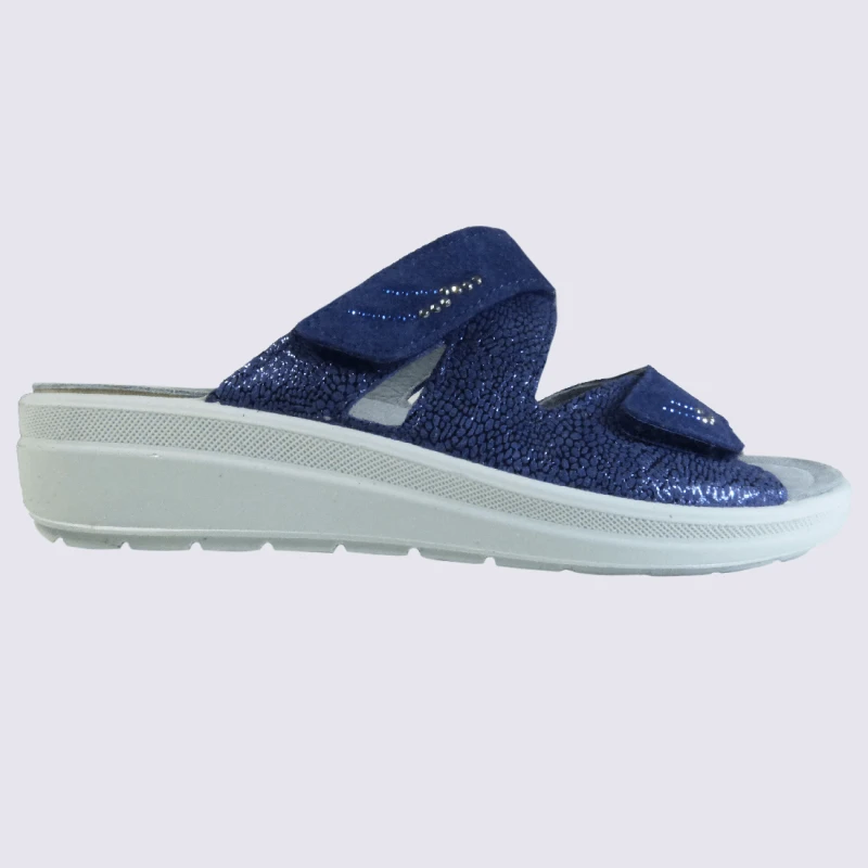 Mules Rohde, Mules à Brides Femme Imprimé Métallisé Bleu Marine