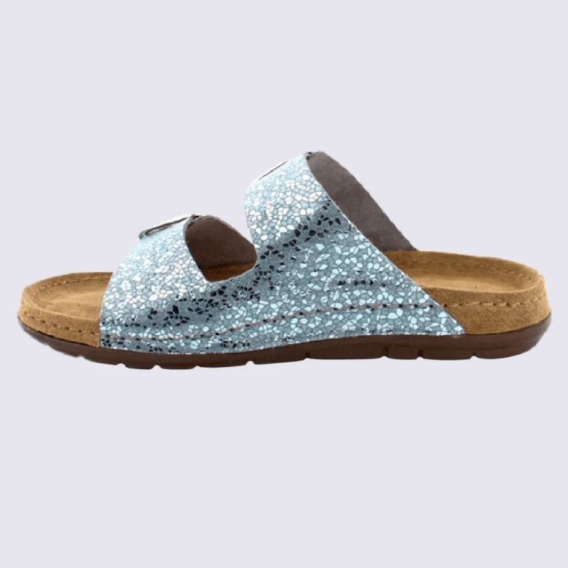 Mules Rohde, Mules à Deux Brides Métallisées Femme En Cuir Bleu – Image 2