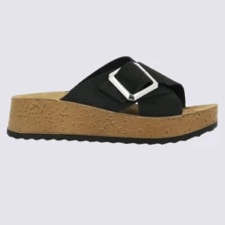 Mules Rohde, Mules à Talons Compensés Femme En Cuir Nubuck Noir