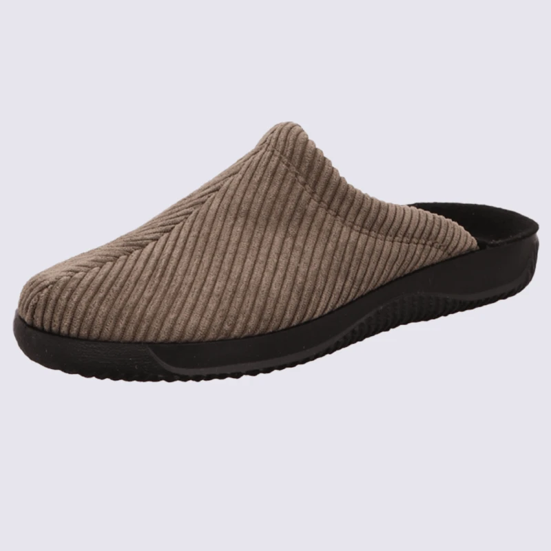 Mules Rohde, Mules Chaudes Homme En Velours Côtelé Gris/olive – Image 2