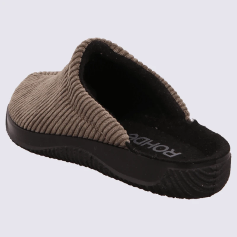 Mules Rohde, Mules Chaudes Homme En Velours Côtelé Gris/olive – Image 3