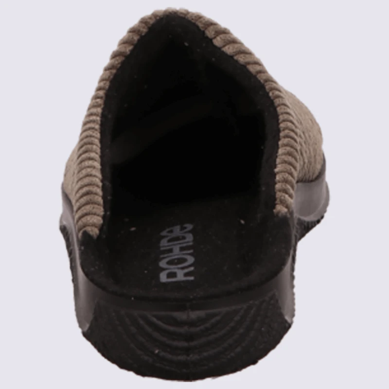 Mules Rohde, Mules Chaudes Homme En Velours Côtelé Gris/olive – Image 4