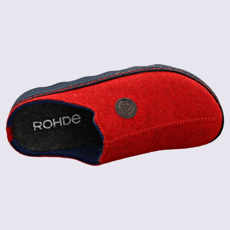 Mules Rohde, Mules Confort Femme En Feutre Rouge Cerise – Image 3