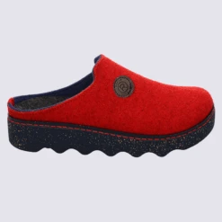 Mules Rohde, Mules Confort Femme En Feutre Rouge Cerise