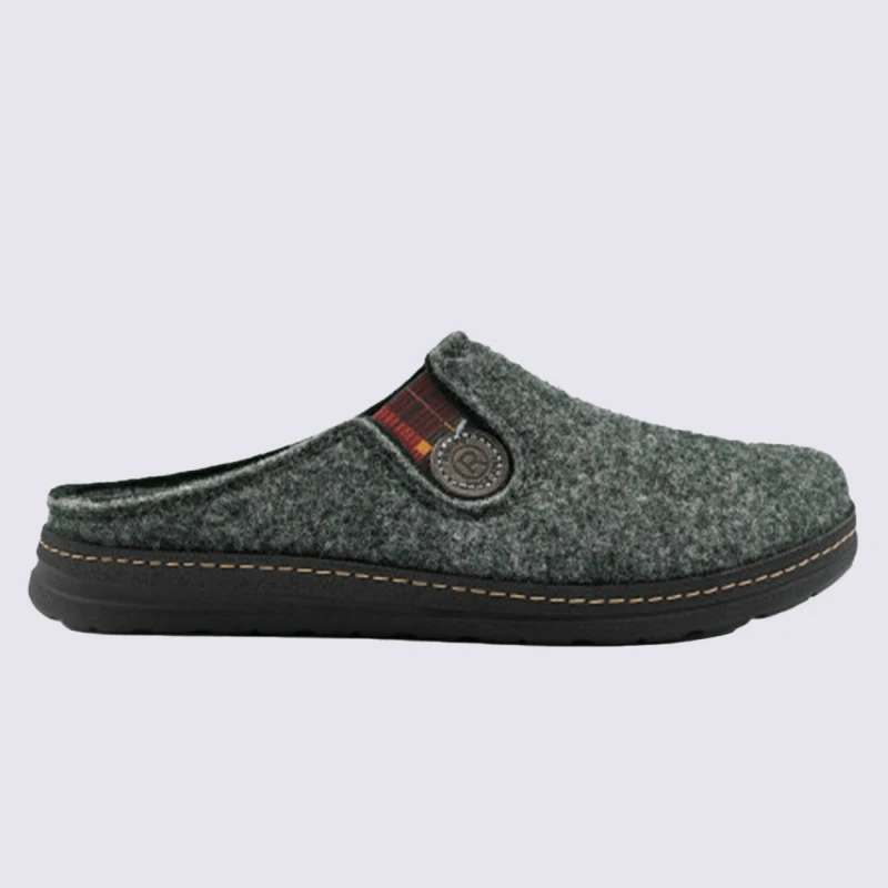 Mules Rohde, Mules Confortable Et Chaude Homme En Cuir Et Textile Vert