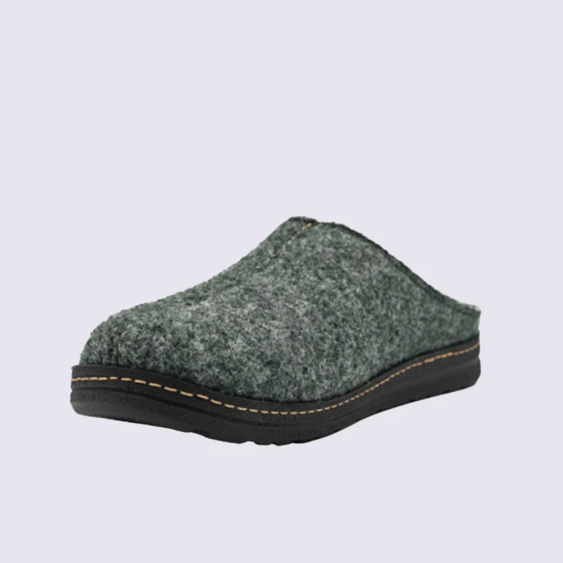 Mules Rohde, Mules Confortable Et Chaude Homme En Cuir Et Textile Vert – Image 4