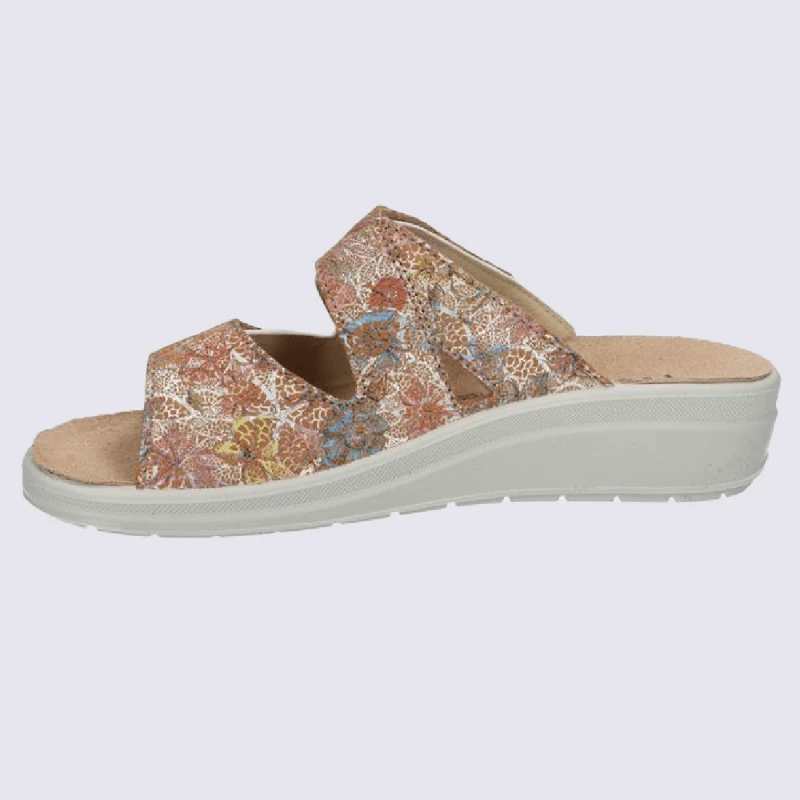 Mules Rohde, Mules Confortables à Talons Compensés Femme En Cuir Doré – Image 3