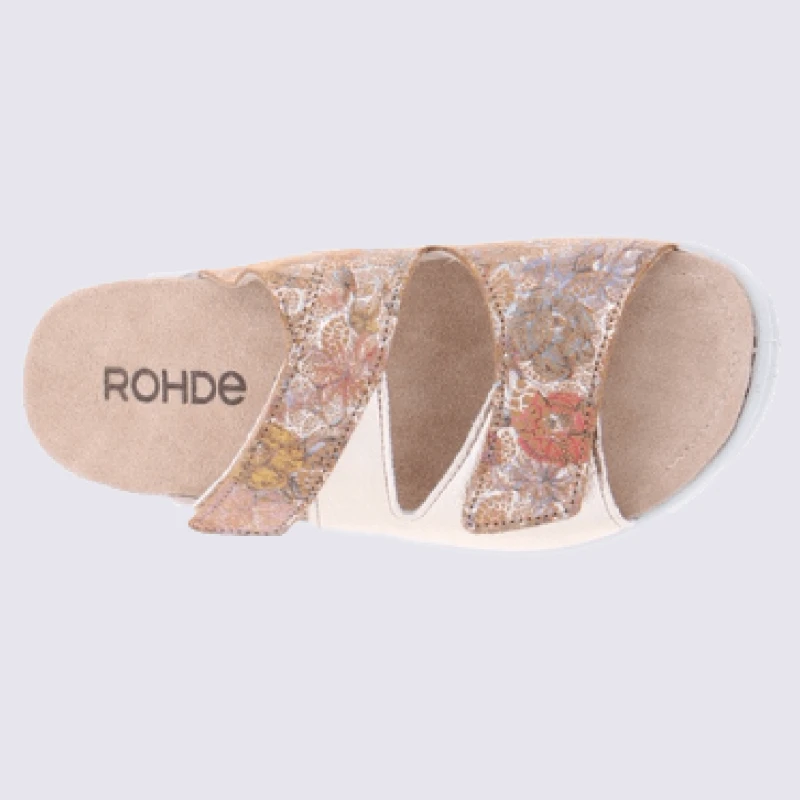 Mules Rohde, Mules Confortables à Talons Compensés Femme En Cuir Doré – Image 4