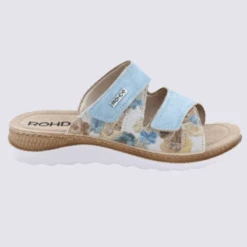 Mules Rohde, Mules Confortables Ă Velcro Femme En Cuir Baltique