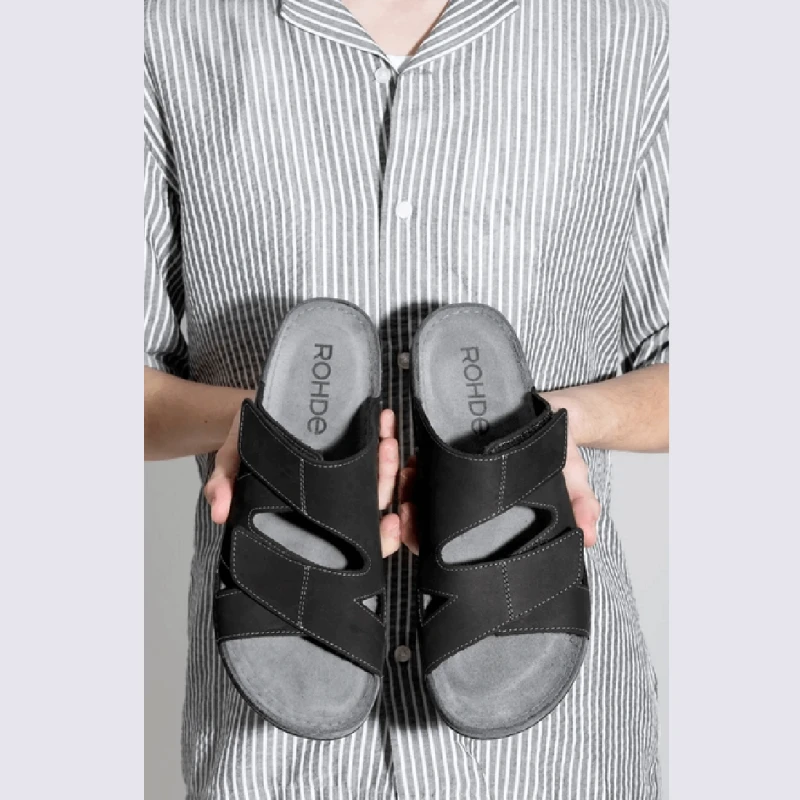 Mules Rohde, Mules Confortables Homme En Cuir Noir – Image 5