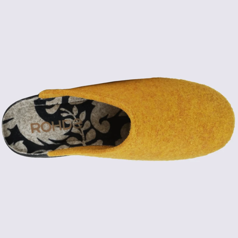 Mules Rohde, Mules D'intérieure Femme En Feutre Jaune – Image 3