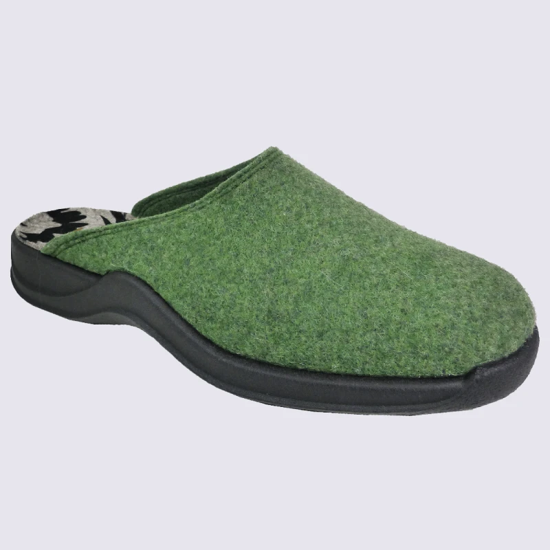 Mules Rohde, Mules D'intérieure Femme En Feutre Vert – Image 2