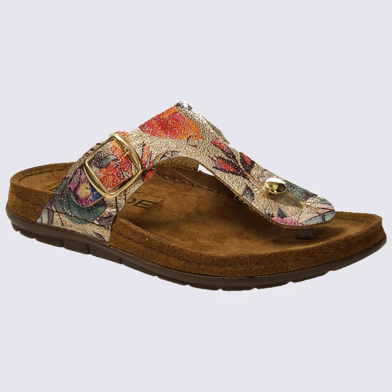 Mules Rohde, Mules Entre-doigts Femme En Cuir Imprimé Floral Gold – Image 2