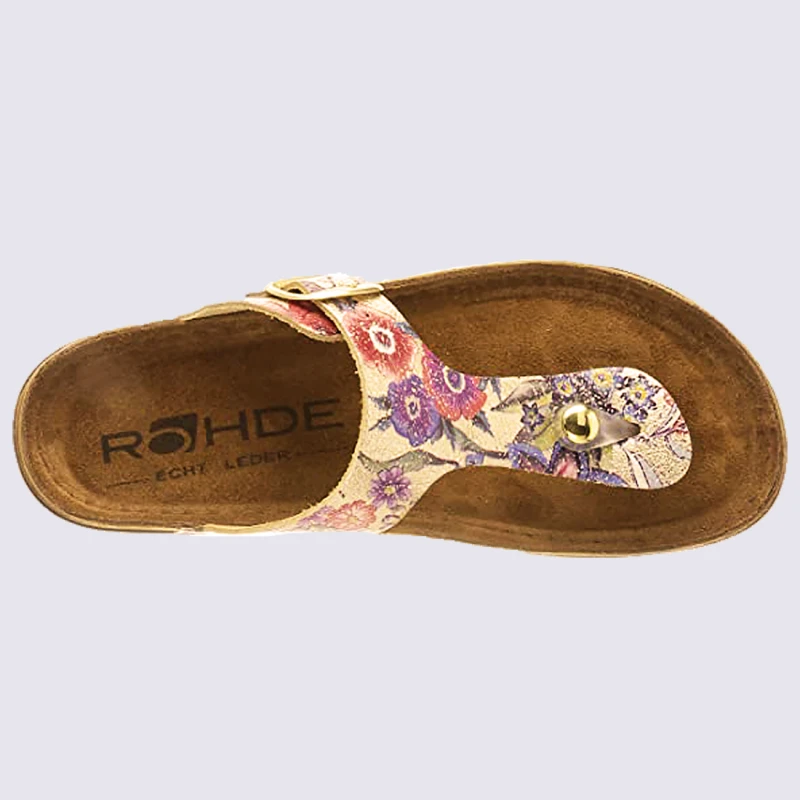 Mules Rohde, Mules Entre-doigts Femme En Cuir Imprimé Floral Gold – Image 3