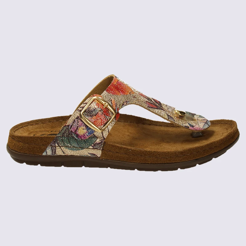 Mules Rohde, Mules Entre-doigts Femme En Cuir Imprimé Floral Gold