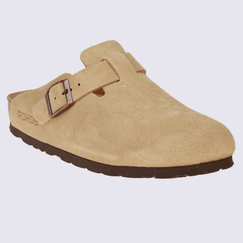 Mules Rohde, Mules Fermées Confortables Femme En Cuir Beige – Image 2
