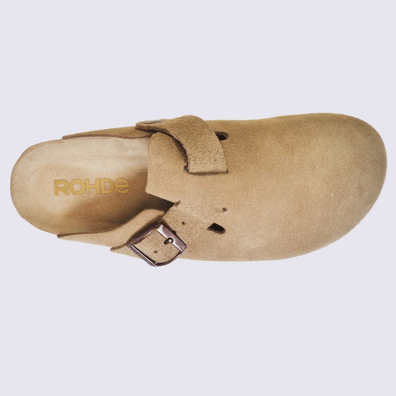 Mules Rohde, Mules Fermées Confortables Femme En Cuir Beige – Image 3