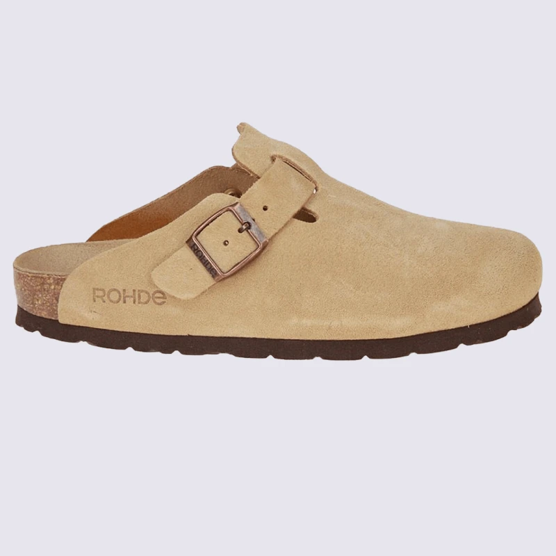 Mules Rohde, Mules Fermées Confortables Femme En Cuir Beige