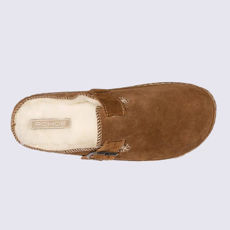 Mules Rohde, Mules Fourrées Femme En Feutre Et Laine Marron – Image 3