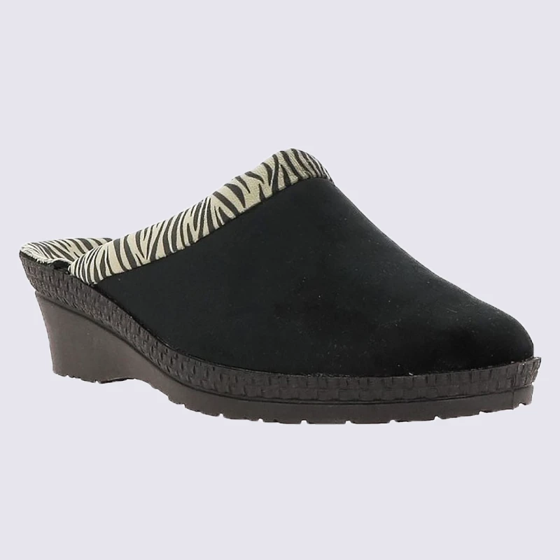 Mules Rohde, Mules Tendance Avec Bordure Zèbre Femme Noir – Image 2