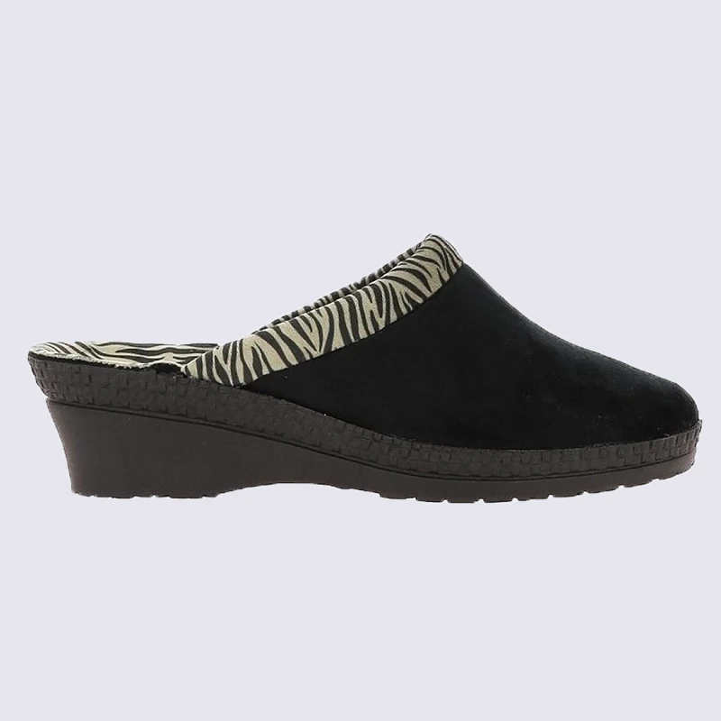 Mules Rohde, Mules Tendance Avec Bordure Zèbre Femme Noir