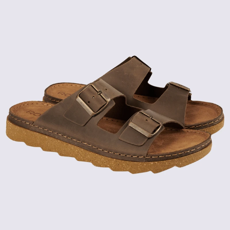 Mules Rohde, Sandales Homme En Cuir Marron Moka – Image 2