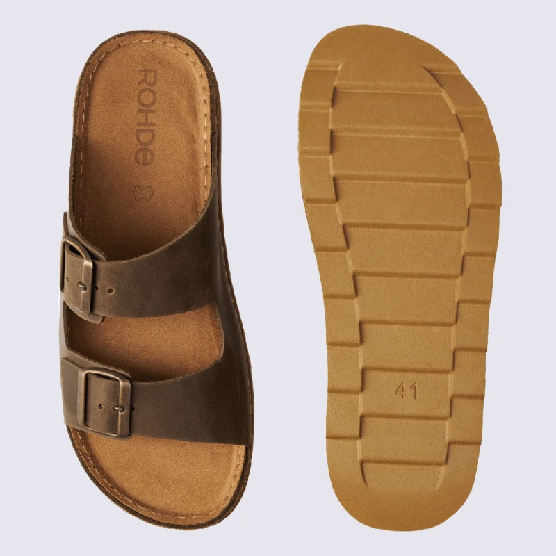Mules Rohde, Sandales Homme En Cuir Marron Moka – Image 3