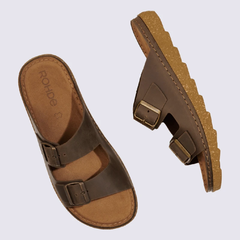 Mules Rohde, Sandales Homme En Cuir Marron Moka – Image 4