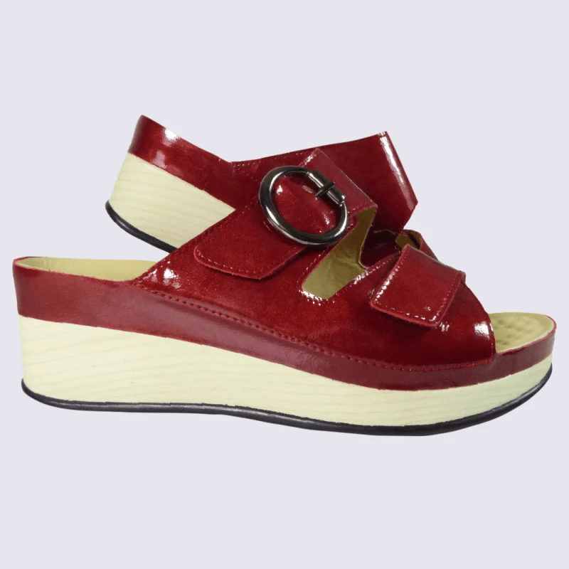 Mules Vital, Mules à Plateformes Femme En Cuir Rouge Cerise – Image 2