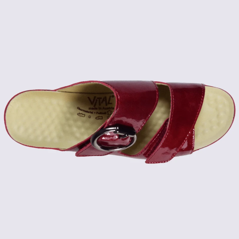 Mules Vital, Mules à Plateformes Femme En Cuir Rouge Cerise – Image 3