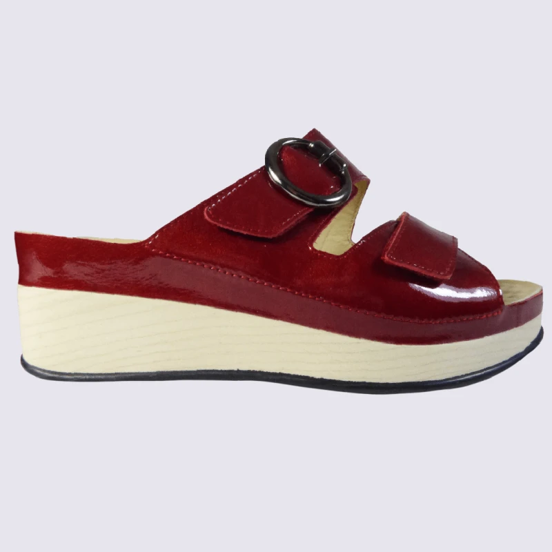 Mules Vital, Mules Ă Plateformes Femme En Cuir Rouge Cerise