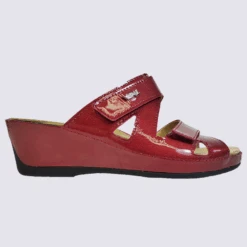 Mules Vital, Mules Compensées Confortables Femme En Cuir Rouge