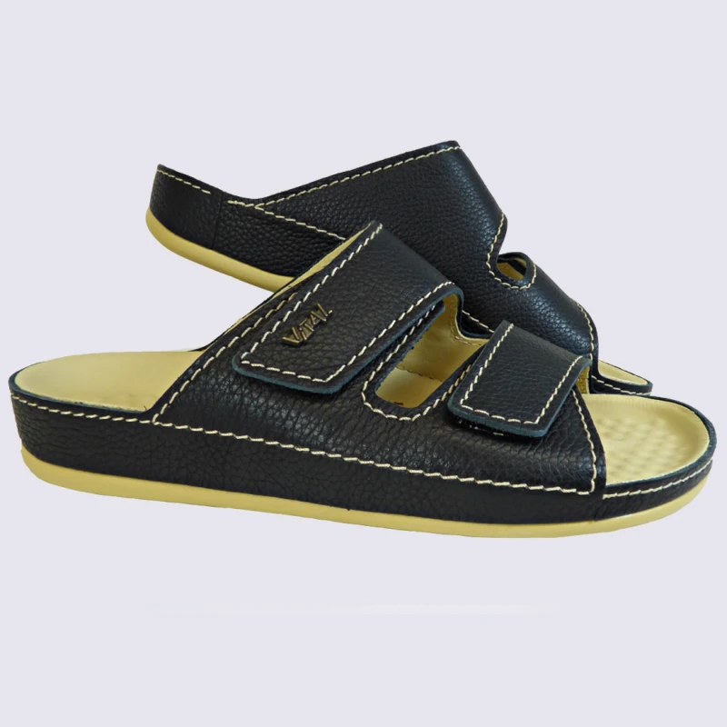 Mules Vital, Mules Homme En Cuir Noir – Image 2