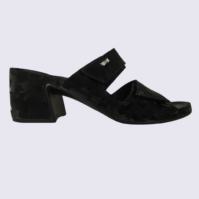 Mules Vital, Mules Ouvertes Ă Talons Camouflage Femme En Cuir Noir