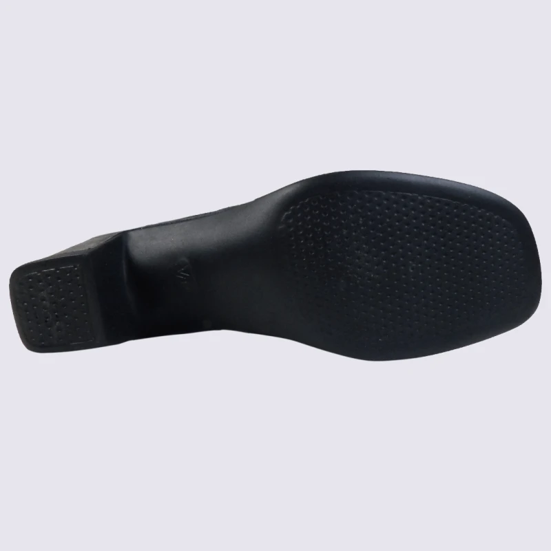 Mules Vital, Mules Ouvertes à Talons Confortables Métallisées Femme En Cuir Bleu Océan – Image 3