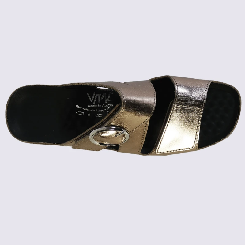 Mules Vital, Mules Ouvertes Compensées Femme Rose Métallisé – Image 3