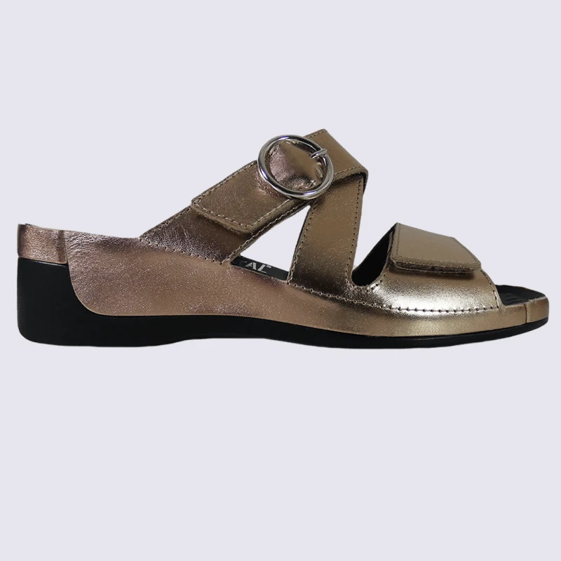 Mules Vital, Mules Ouvertes Compensées Femme Rose Métallisé