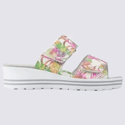 Mules Waldlaufer, Mules à Talons Compensés Femme En Cuir Imprimé Figue Multicolore