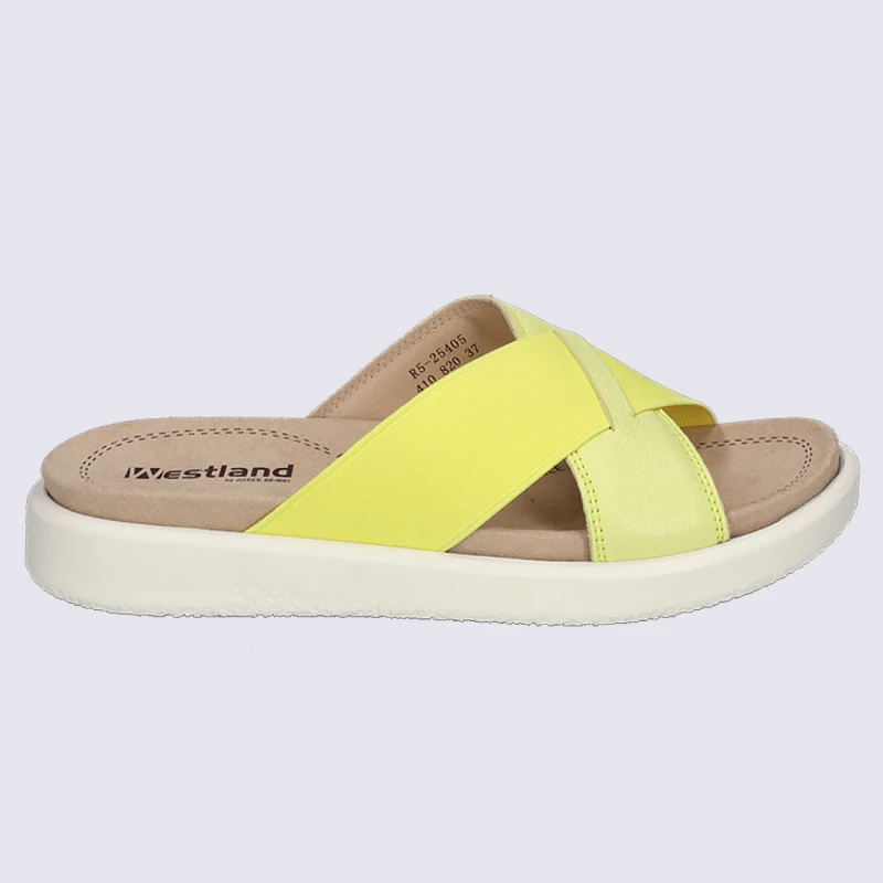 Mules Westland By Josef Seibel, Mules à Bandes élastiquées Femme En Cuir Citron