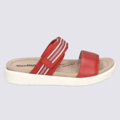 Mules Westland By Josef Seibel, Mules Ă Bride Velcro Femme En Cuir Rouge