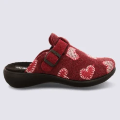 Mules Westland By Josef Seibel, Mules Confort Motif Cœur Femme En Laine Rouge Carmin