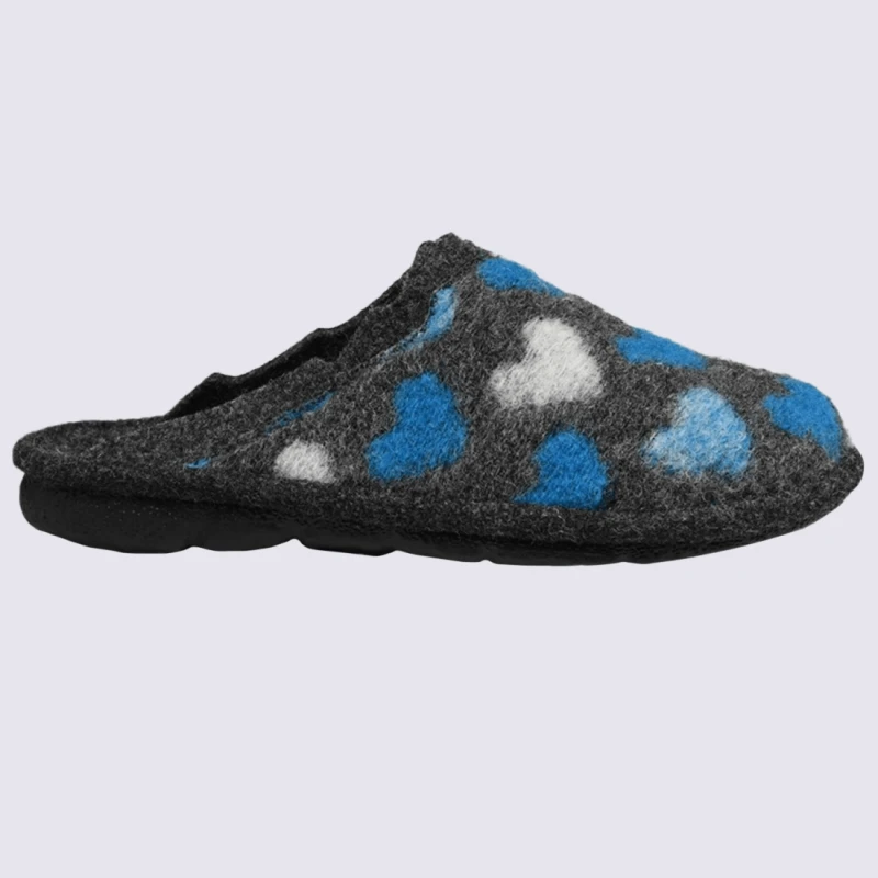 Mules Westland By Josef Seibel, Mules Confortables Motif Cœur Femme En Laine Bleu