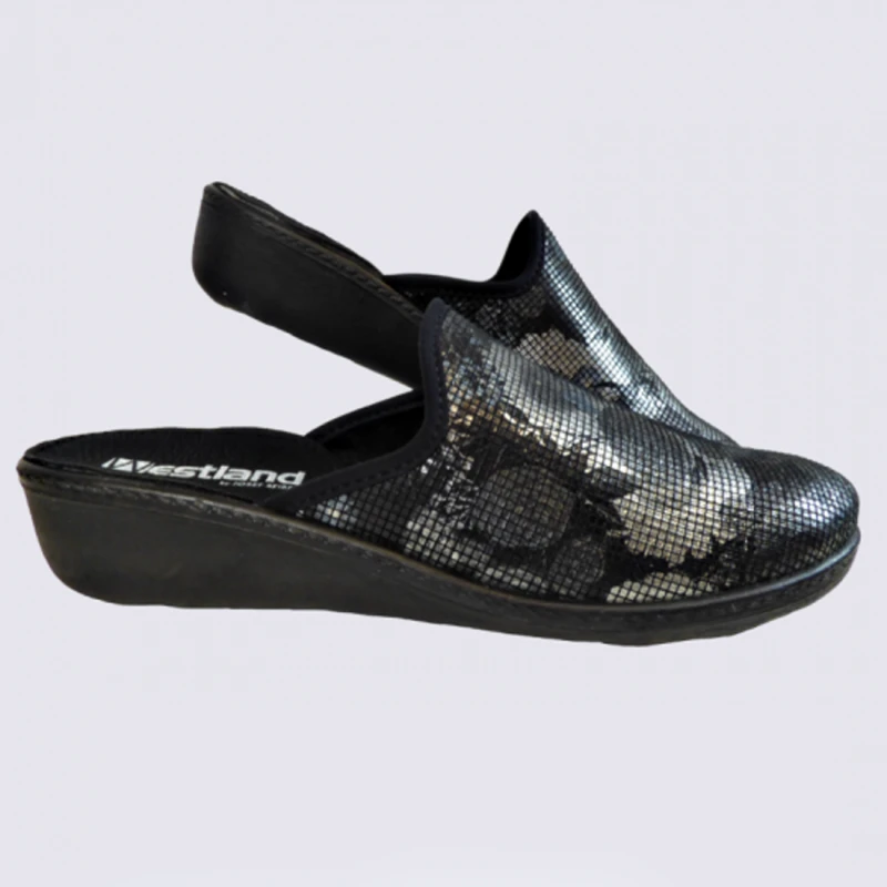 Mules Westland, Mules à Talons Compensés Métallisées Femme Noir – Image 3