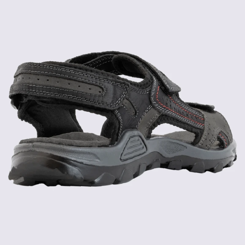 Nu-pieds Rohde, Nu-pieds Sportives Homme En Cuir Et Textile Noir Et Gris – Image 4