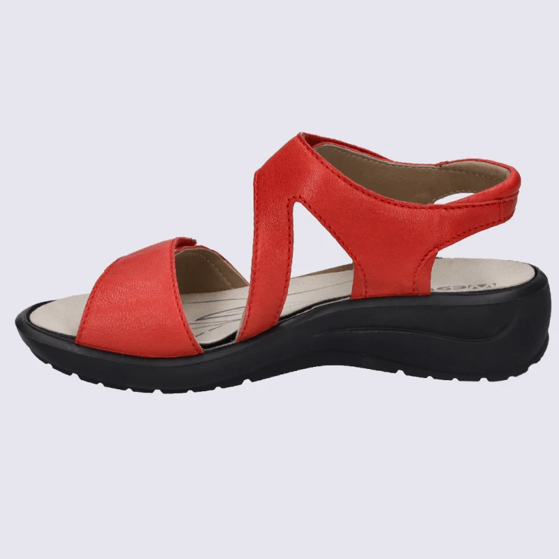 Nu-pieds Westland By Josef Seibel, Nu-pieds Femme à Velcro En Cuir Rouge – Image 3