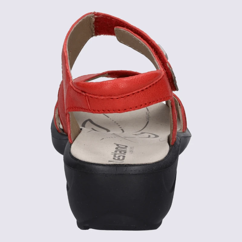 Nu-pieds Westland By Josef Seibel, Nu-pieds Femme à Velcro En Cuir Rouge – Image 5