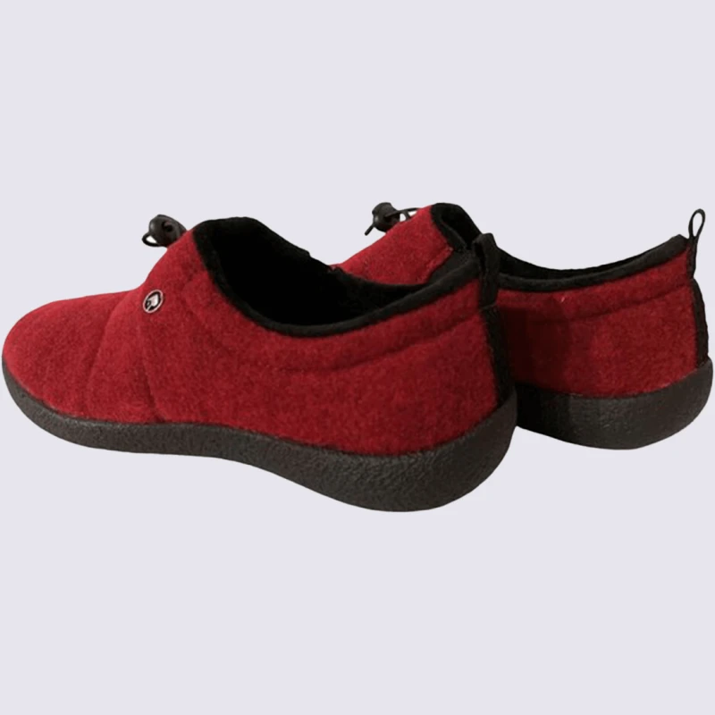 Pantoufle Rohde, Pantoufle Douillette Et Chaude Femme En Feutre Rouge – Image 3